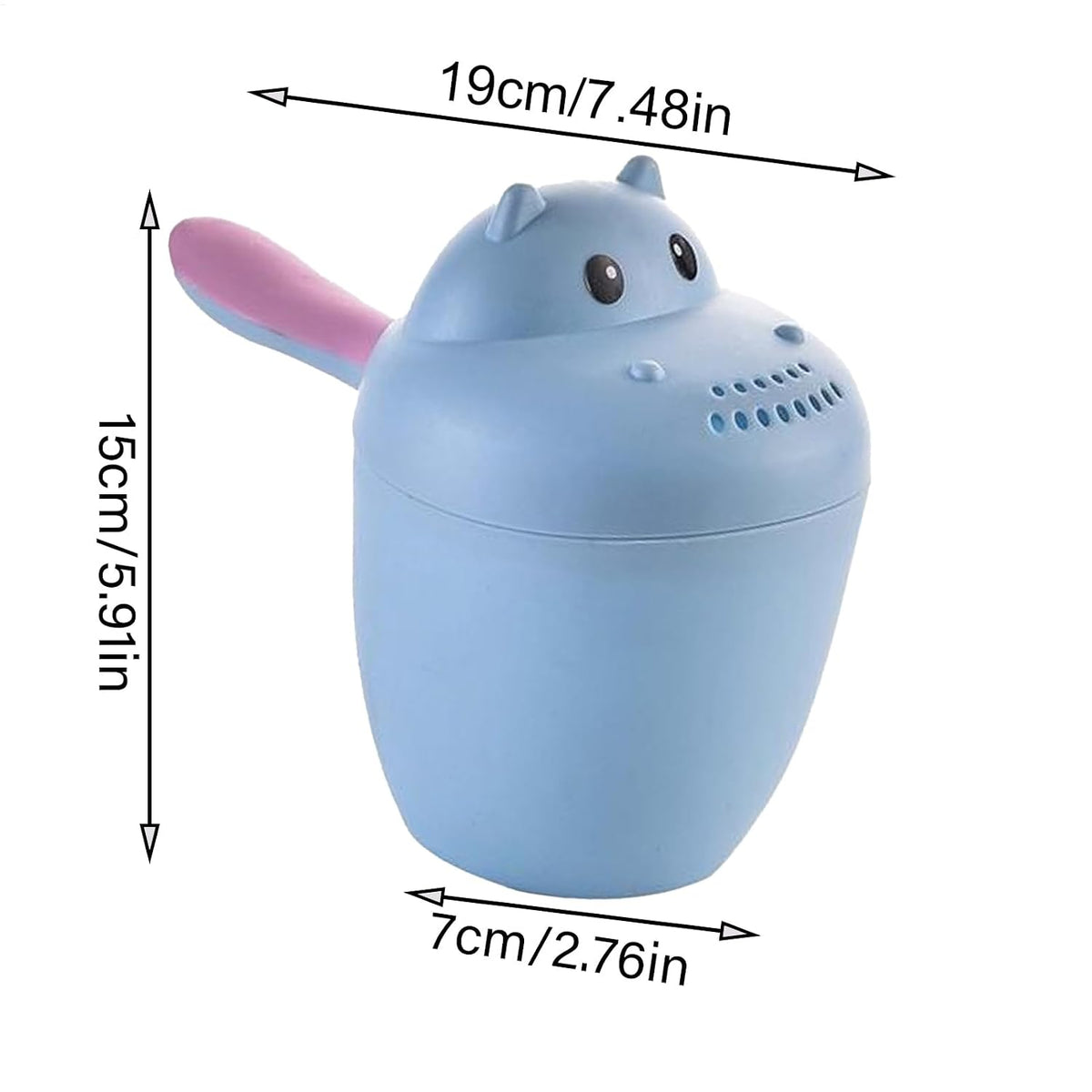 Hippopotamus Rinse Cup – Baby Rinser, Toddler Bath Tool | Soft Flow Shampoo Rinser for Babies and Kids, Bathing Pail for Eye Shielding Wash, Baby Shower Head Alternative for Daily Bathing Fun