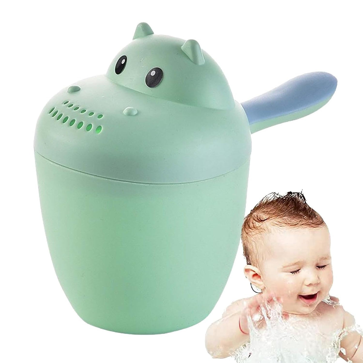 Hippopotamus Rinse Cup – Baby Rinser, Toddler Bath Tool | Soft Flow Shampoo Rinser for Babies and Kids, Bathing Pail for Eye Shielding Wash, Baby Shower Head Alternative for Daily Bathing Fun
