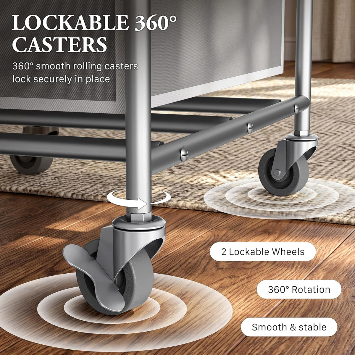 Heavy Duty 3-Bag Laundry Sorter Rolling Cart, Dark Grey