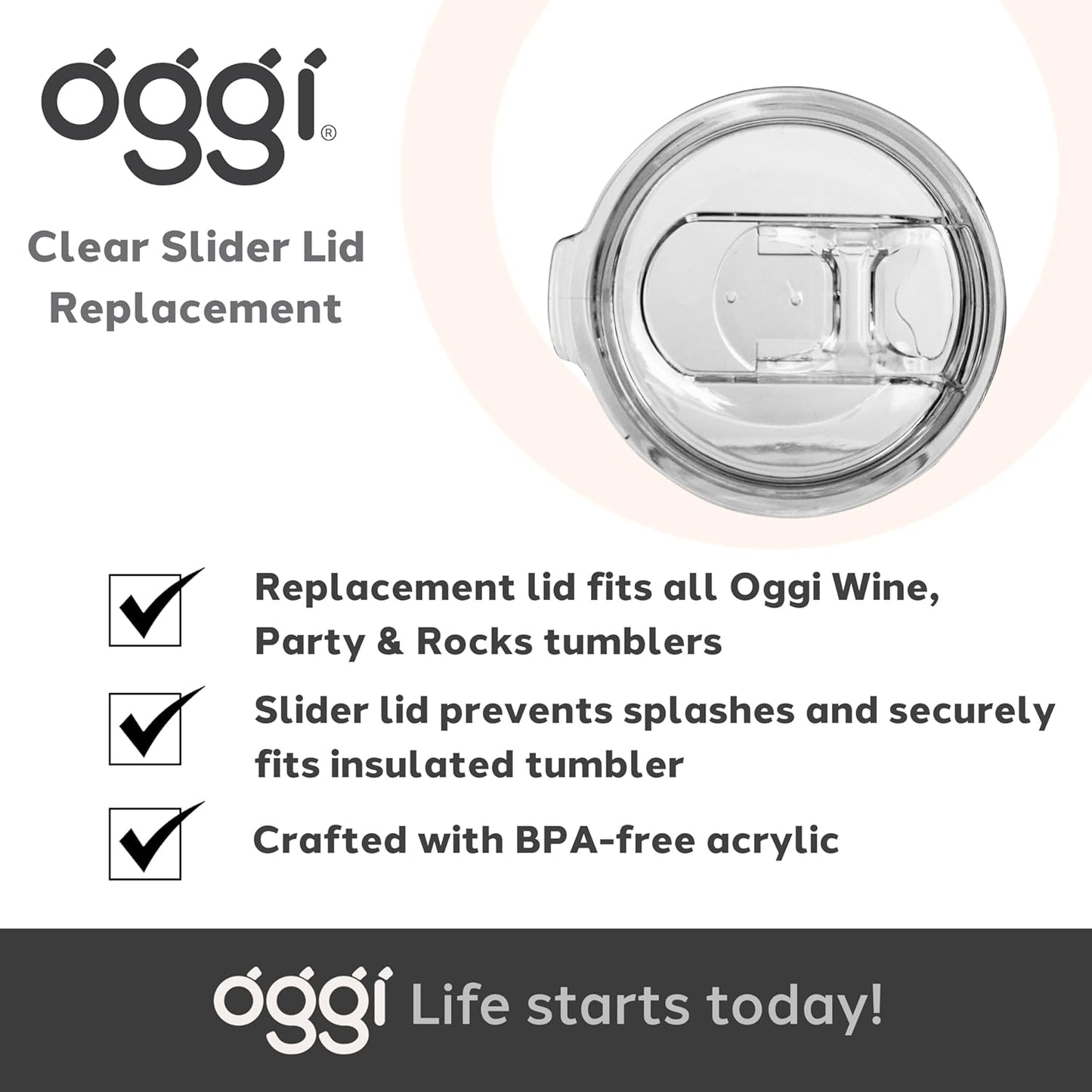 Clear Slider Replacement Lid (Wine Tumblers)