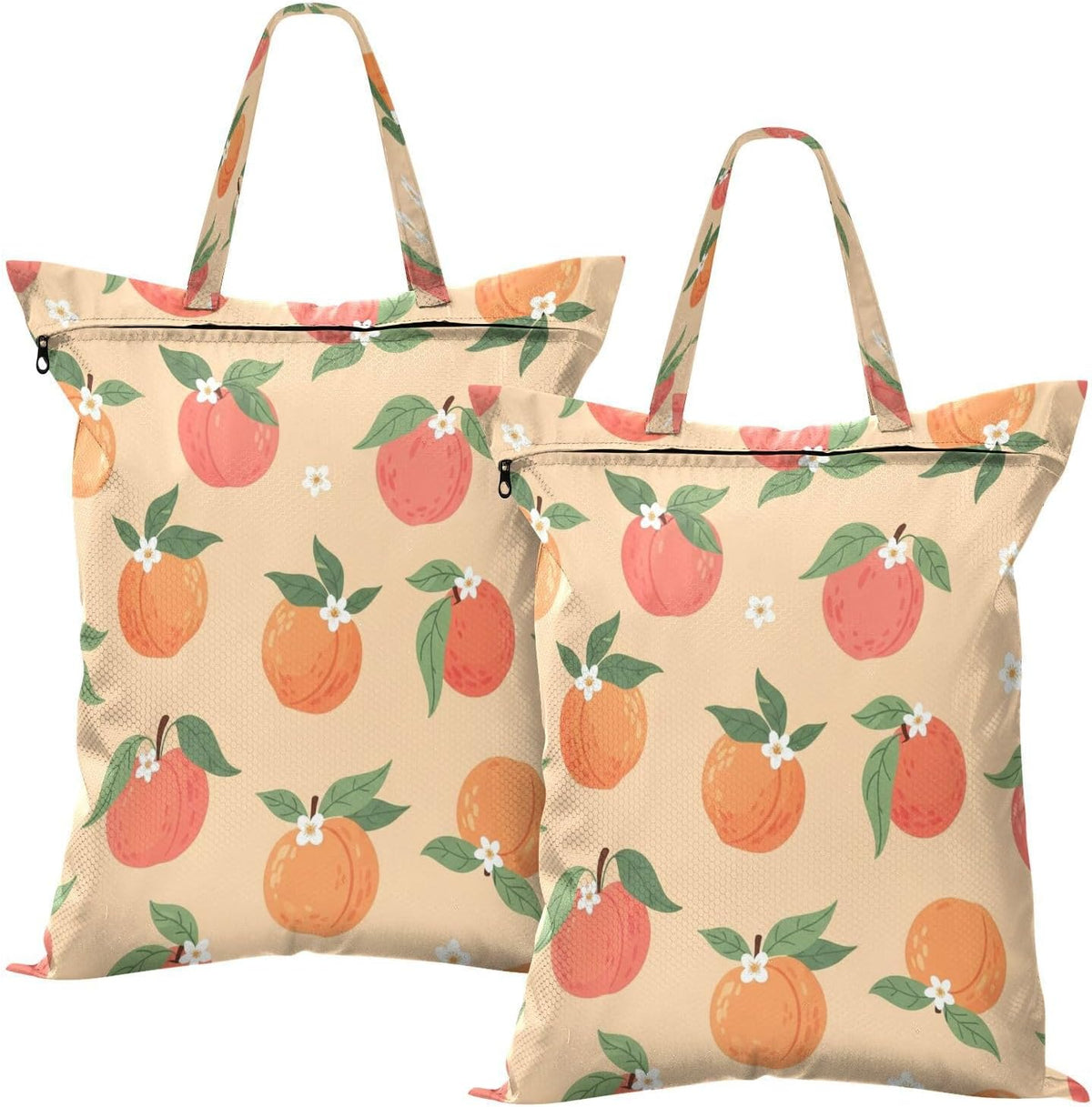 Peaches Flowers Waterproof Travel Laundry Bag Washable 2 Count