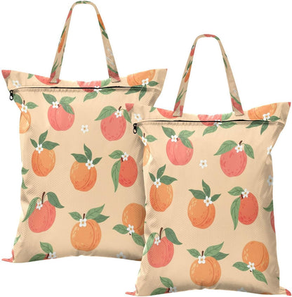 Peaches Flowers Waterproof Travel Laundry Bag Washable 2 Count
