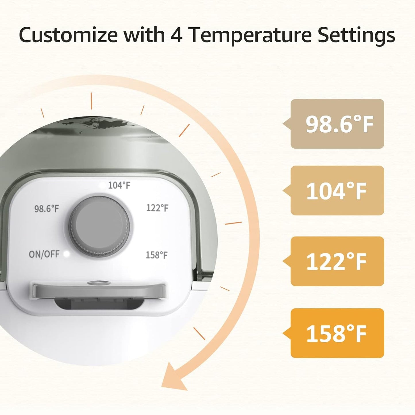 Instant Baby Bottle Warmer with Night Light, Precise 4-Temp Control | Warm Water Ready in Seconds, Formula Preparation Made Easy, 72H Smart Thermostat, Detachable Tank, Midnight Feeding Essential
