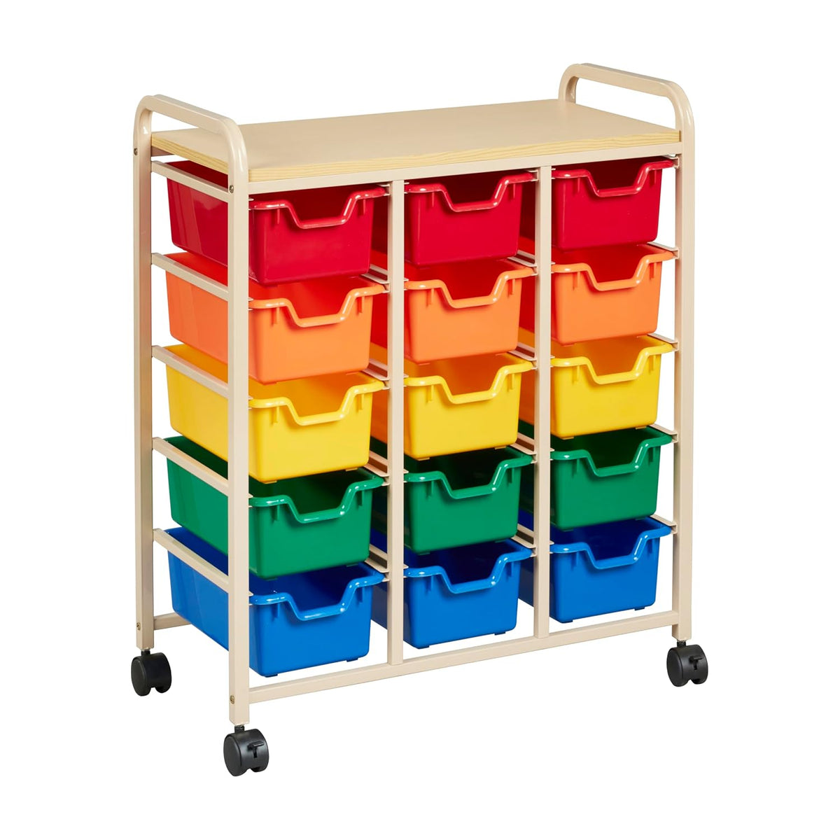 15-Bin Mobile Organizer with Shelf, Removable Bins, Sand/Assorted