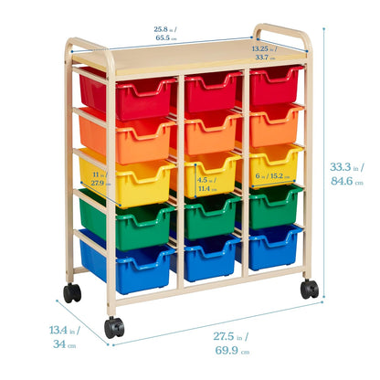 15-Bin Mobile Organizer with Shelf, Removable Bins, Sand/Assorted