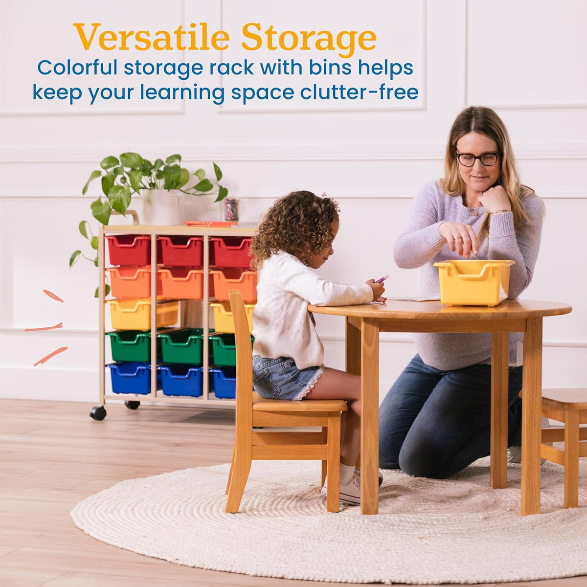 15-Bin Mobile Organizer with Shelf, Removable Bins, Sand/Assorted