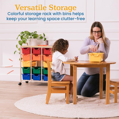 15-Bin Mobile Organizer with Shelf, Removable Bins, Sand/Assorted