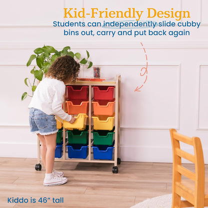 15-Bin Mobile Organizer with Shelf, Removable Bins, Sand/Assorted