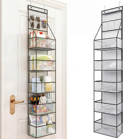 Over Door Organizer Hanging Storage 6 Shelf Clear Pockets Pantry Closet