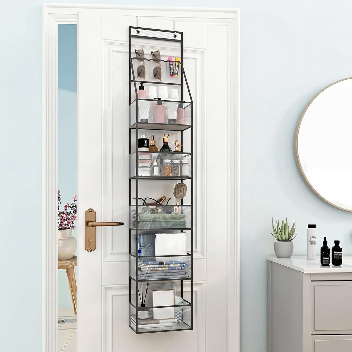 Over Door Organizer Hanging Storage 6 Shelf Clear Pockets Pantry Closet