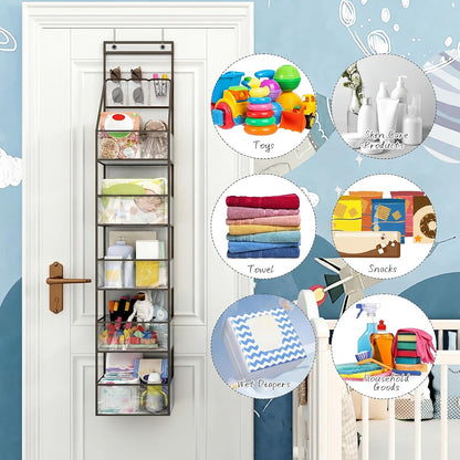 Over Door Organizer Hanging Storage 6 Shelf Clear Pockets Pantry Closet
