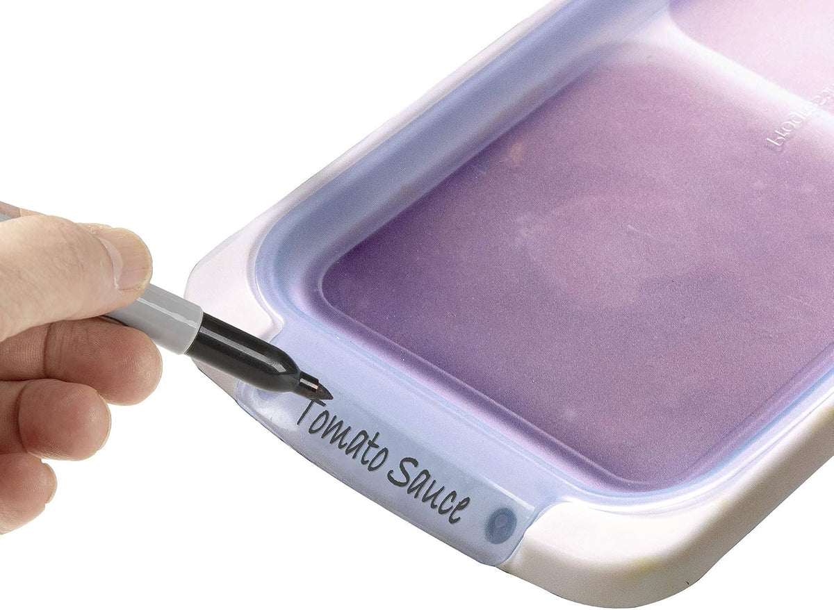 PrepWorks Dishwasher Safe Half Cup, 6-Serving Leftover Soup & Food Storage Freezer Pod Tray with Silicone Lid, Blue/White