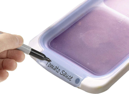 PrepWorks Dishwasher Safe Half Cup, 6-Serving Leftover Soup & Food Storage Freezer Pod Tray with Silicone Lid, Blue/White