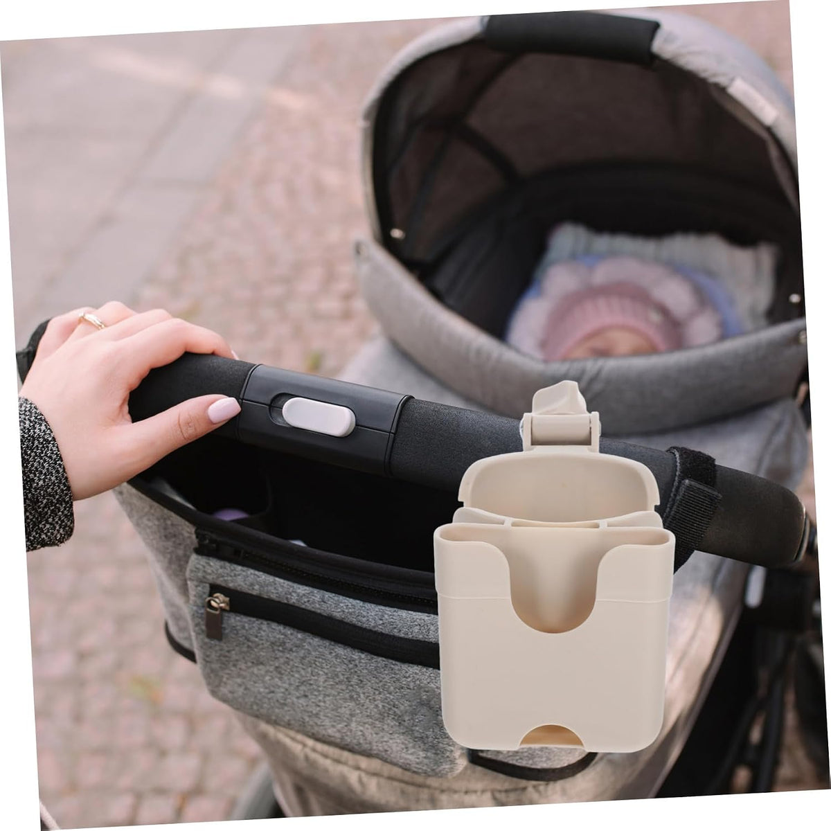 Multi-Functional Stroller Drink Holder with Phone Mount and Bottle Organizer Cup Holder Rack for Bikes Scooters and Kayaks Easy Install Double-Lock System