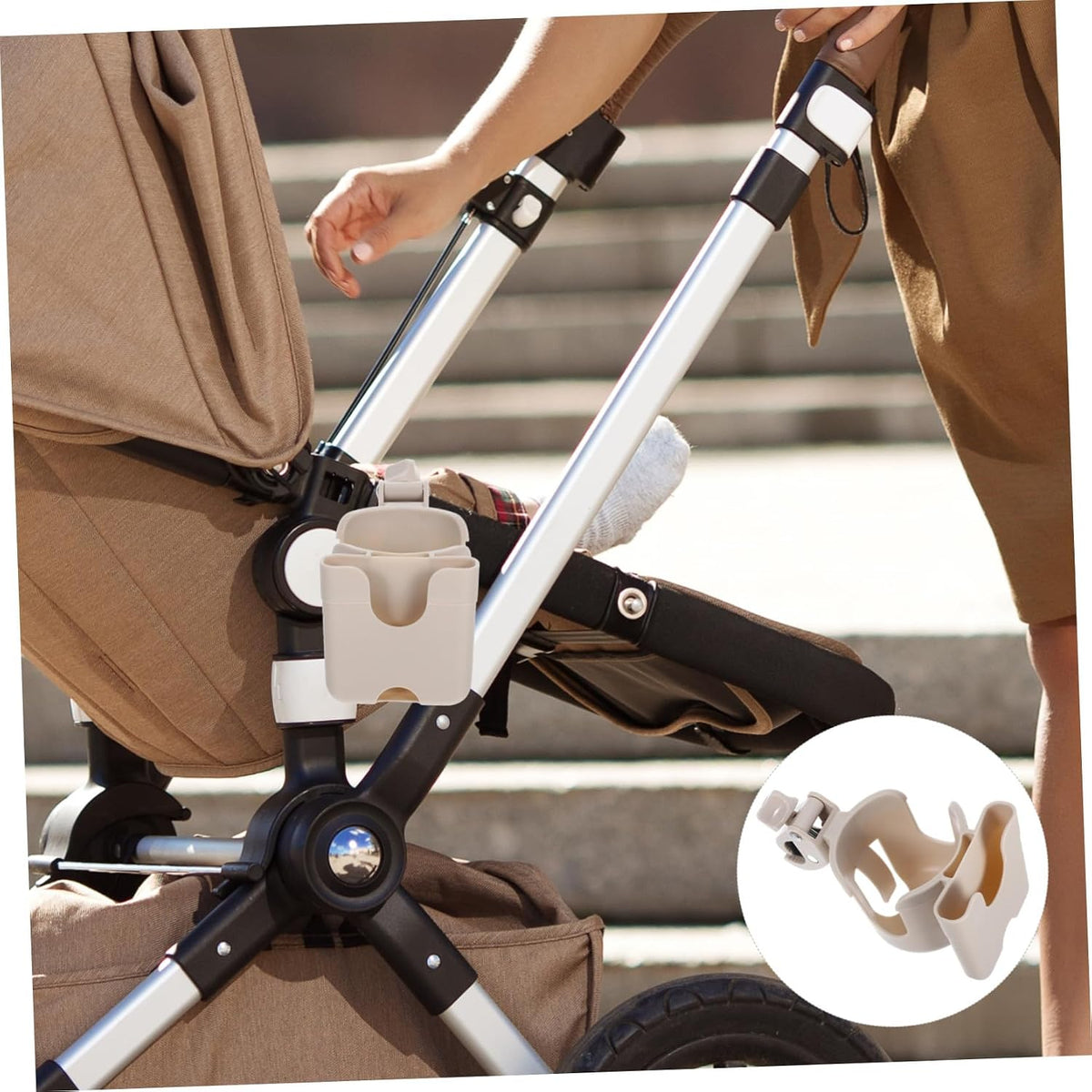 Multi-Functional Stroller Drink Holder with Phone Mount and Bottle Organizer Cup Holder Rack for Bikes Scooters and Kayaks Easy Install Double-Lock System