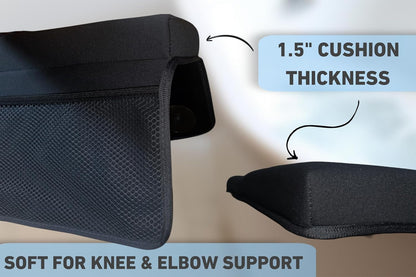 NEW Luxury Bath Kneeling Pad and Elbow Rest Set - THICK SOFT Bath Kneeler Pad and Bath Toys Organizer with Pockets - Supports Knees and Elbows - Bath Kneeling Pad for Baby Bathtime - Dark Grey
