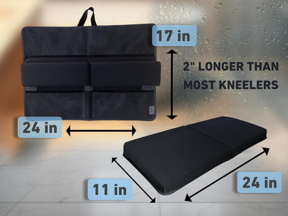 NEW Luxury Bath Kneeling Pad and Elbow Rest Set - THICK SOFT Bath Kneeler Pad and Bath Toys Organizer with Pockets - Supports Knees and Elbows - Bath Kneeling Pad for Baby Bathtime - Dark Grey