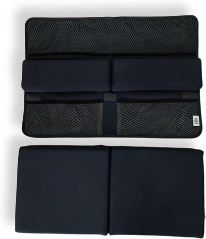 NEW Luxury Bath Kneeling Pad and Elbow Rest Set - THICK SOFT Bath Kneeler Pad and Bath Toys Organizer with Pockets - Supports Knees and Elbows - Bath Kneeling Pad for Baby Bathtime - Dark Grey