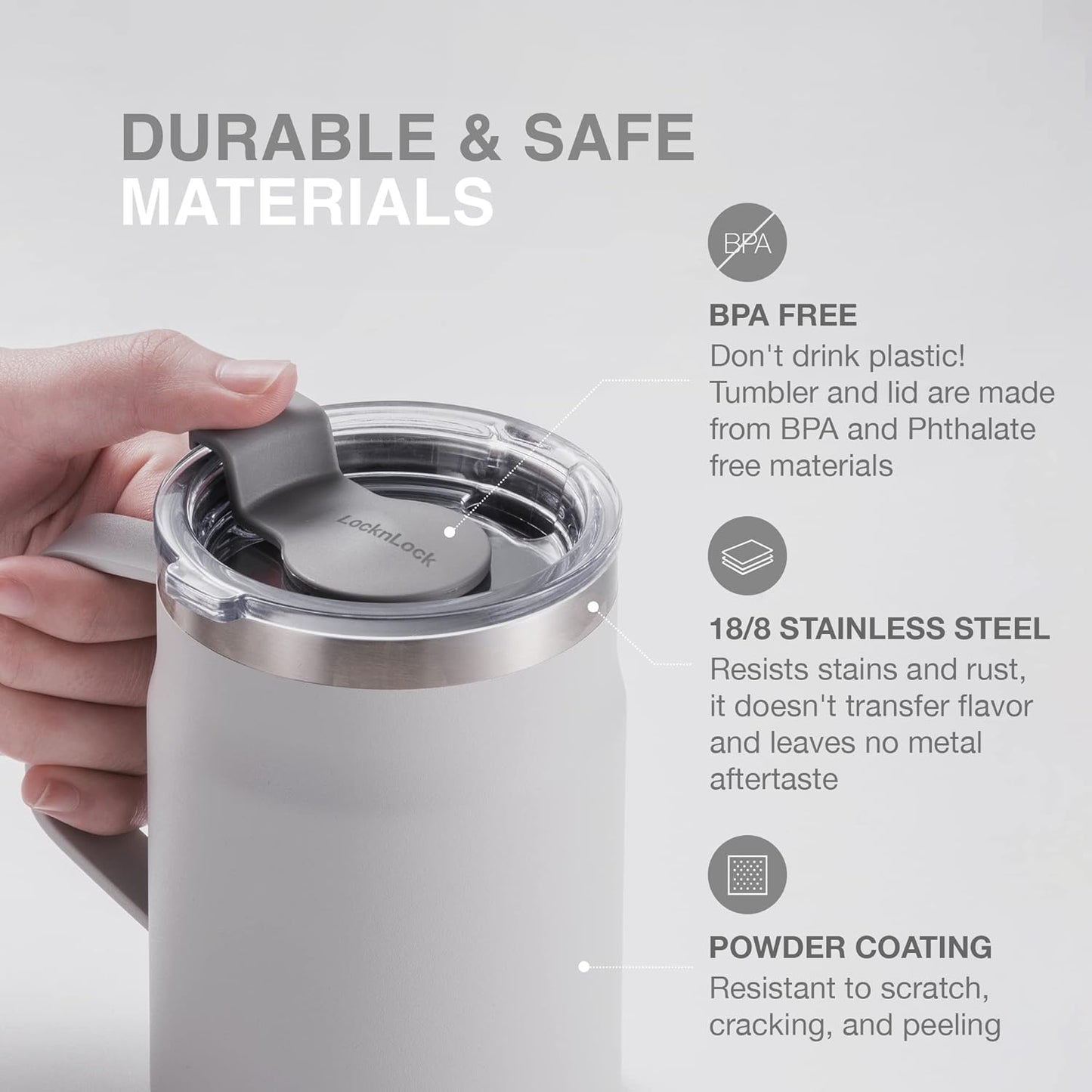 Metro Mug, Premium 18/8 Stainless Steel Metal, Double Wall Insulated, Portable Coffee Cup with Lid and Handle for Hot and Cold Drinks, Blue, 20 oz