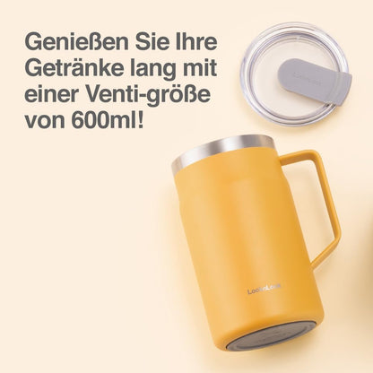 Metro Mug, Premium 18/8 Stainless Steel Metal, Double Wall Insulated, Portable Coffee Cup with Lid and Handle for Hot and Cold Drinks, Blue, 20 oz