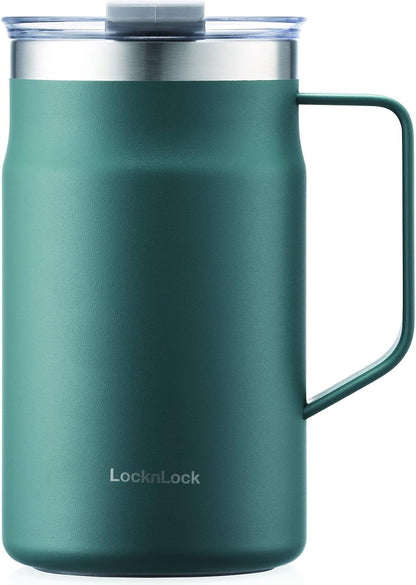 Metro Mug, Premium 18/8 Stainless Steel Metal, Double Wall Insulated, Portable Coffee Cup with Lid and Handle for Hot and Cold Drinks, Blue, 20 oz