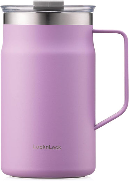 Metro Mug, Premium 18/8 Stainless Steel Metal, Double Wall Insulated, Portable Coffee Cup with Lid and Handle for Hot and Cold Drinks, Blue, 20 oz