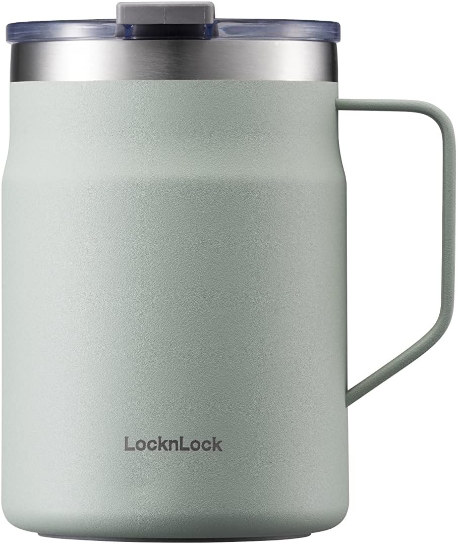 Metro Mug, Premium 18/8 Stainless Steel Metal, Double Wall Insulated, Portable Coffee Cup with Lid and Handle for Hot and Cold Drinks, Blue, 20 oz