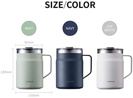 Metro Mug, Premium 18/8 Stainless Steel Metal, Double Wall Insulated, Portable Coffee Cup with Lid and Handle for Hot and Cold Drinks, Blue, 20 oz