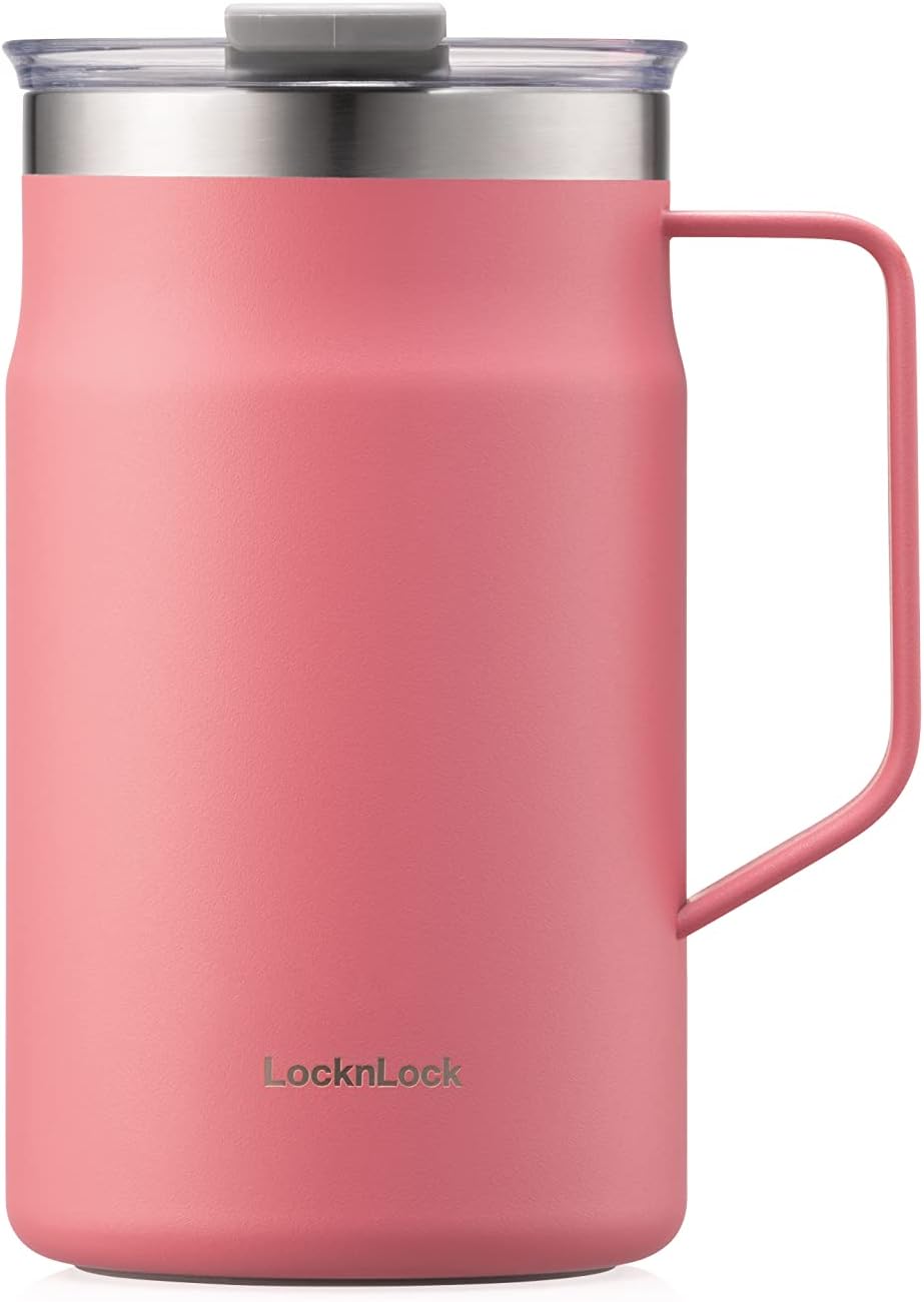 Metro Mug, Premium 18/8 Stainless Steel Metal, Double Wall Insulated, Portable Coffee Cup with Lid and Handle for Hot and Cold Drinks, Blue, 20 oz