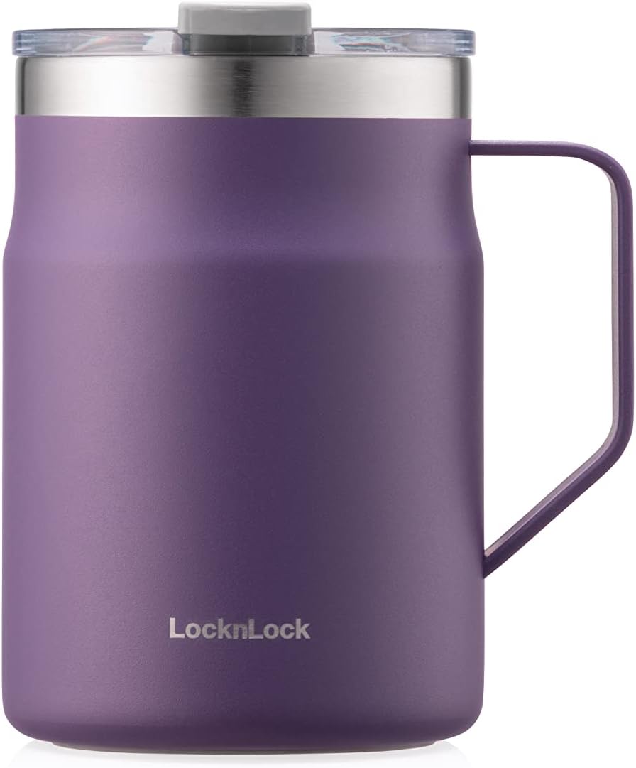 Metro Mug, Premium 18/8 Stainless Steel Metal, Double Wall Insulated, Portable Coffee Cup with Lid and Handle for Hot and Cold Drinks, Blue, 20 oz