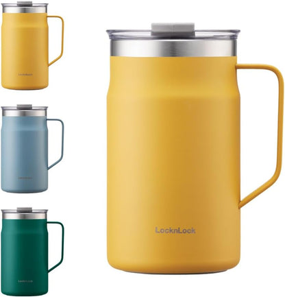 Metro Mug, Premium 18/8 Stainless Steel Metal, Double Wall Insulated, Portable Coffee Cup with Lid and Handle for Hot and Cold Drinks, Blue, 20 oz