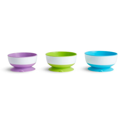 Suction Bowls (3 Pack) + Snack Catchers (4 Pack, 2 Pink/Purple + 2 Blue/Green)
