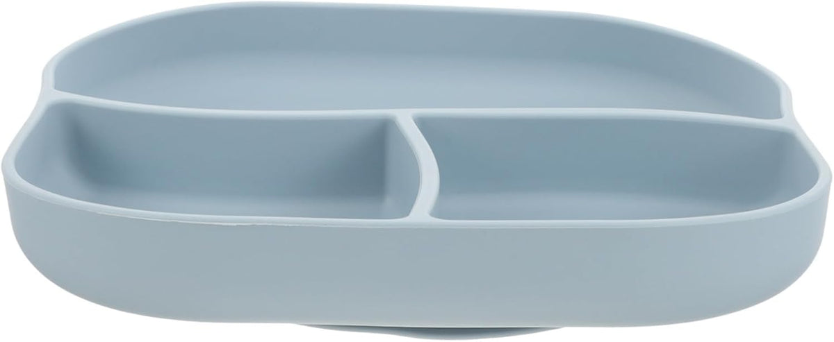 Silicone Elderly Food Plate with Suction Cup Non Slip Multi Compartment Divided Feeding Dish for Patients and Seniors Self Feeding Adaptive Dinnerware Light Blue
