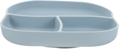 Silicone Elderly Food Plate with Suction Cup Non Slip Multi Compartment Divided Feeding Dish for Patients and Seniors Self Feeding Adaptive Dinnerware Light Blue
