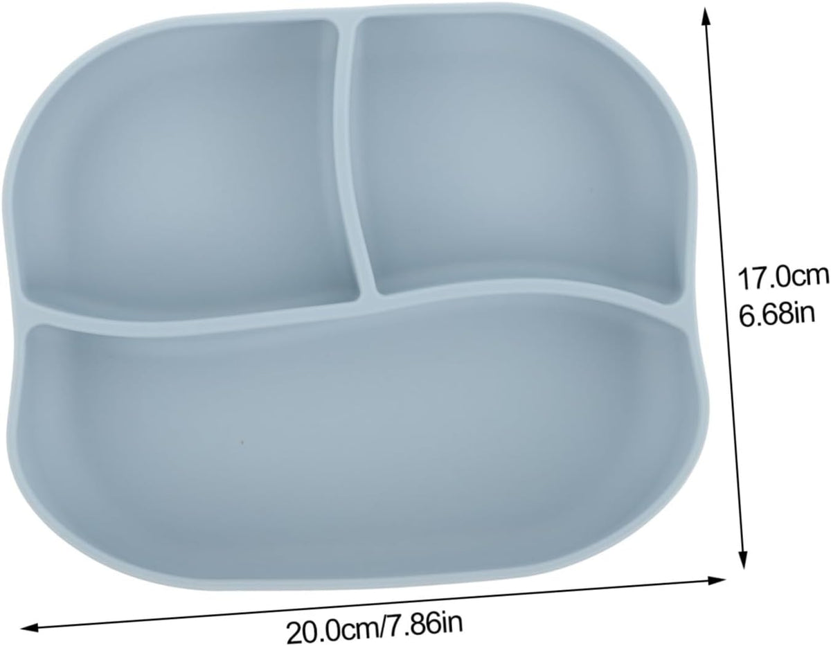 Silicone Elderly Food Plate with Suction Cup Non Slip Multi Compartment Divided Feeding Dish for Patients and Seniors Self Feeding Adaptive Dinnerware Light Blue