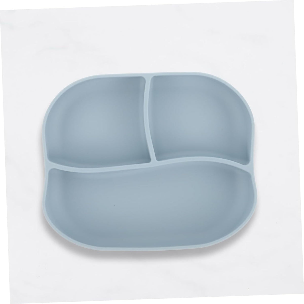 Silicone Elderly Food Plate with Suction Cup Non Slip Multi Compartment Divided Feeding Dish for Patients and Seniors Self Feeding Adaptive Dinnerware Light Blue