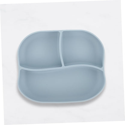 Silicone Elderly Food Plate with Suction Cup Non Slip Multi Compartment Divided Feeding Dish for Patients and Seniors Self Feeding Adaptive Dinnerware Light Blue