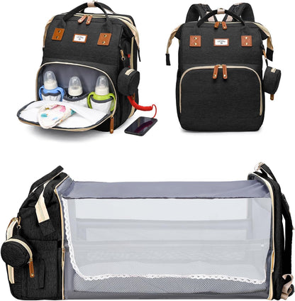 Diaper Bag Backpack with Changing Station, 25L Capacity, Grey