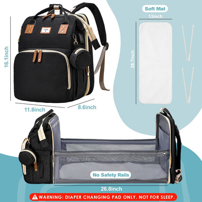 Diaper Bag Backpack with Changing Station, 25L Capacity, Grey