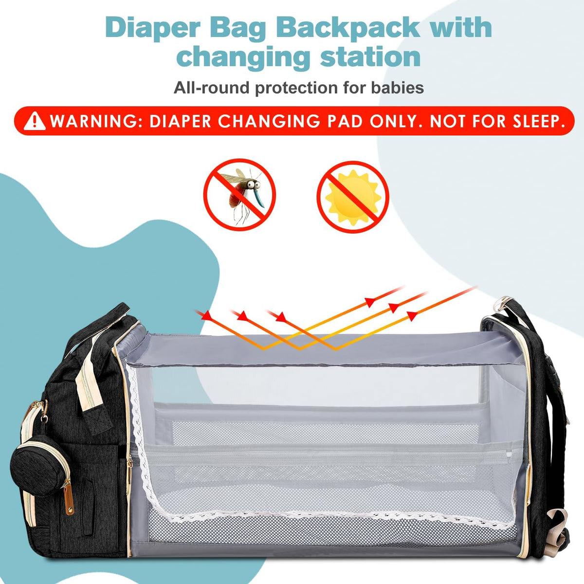 Diaper Bag Backpack with Changing Station, 25L Capacity, Grey