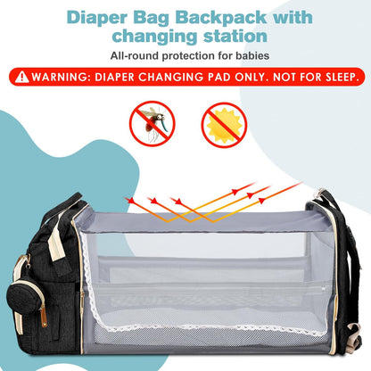 Diaper Bag Backpack with Changing Station, 25L Capacity, Grey