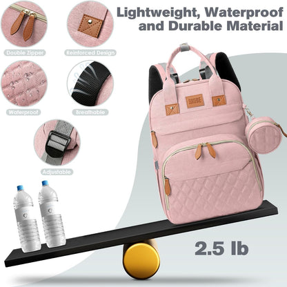 Diaper Bag Backpack with Changing Station, 25L Capacity, Grey