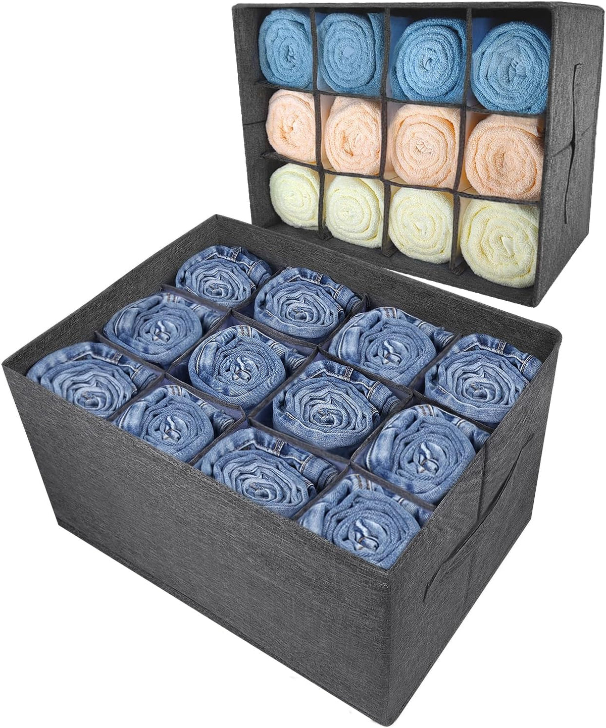 4 Pack 12-Grid Closet Organizers and Storage Bins with Dividers for Clothes
