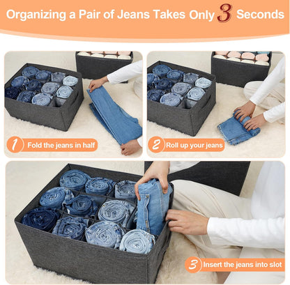 4 Pack 12-Grid Closet Organizers and Storage Bins with Dividers for Clothes