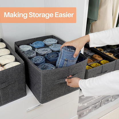 4 Pack 12-Grid Closet Organizers and Storage Bins with Dividers for Clothes