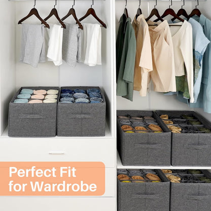 4 Pack 12-Grid Closet Organizers and Storage Bins with Dividers for Clothes