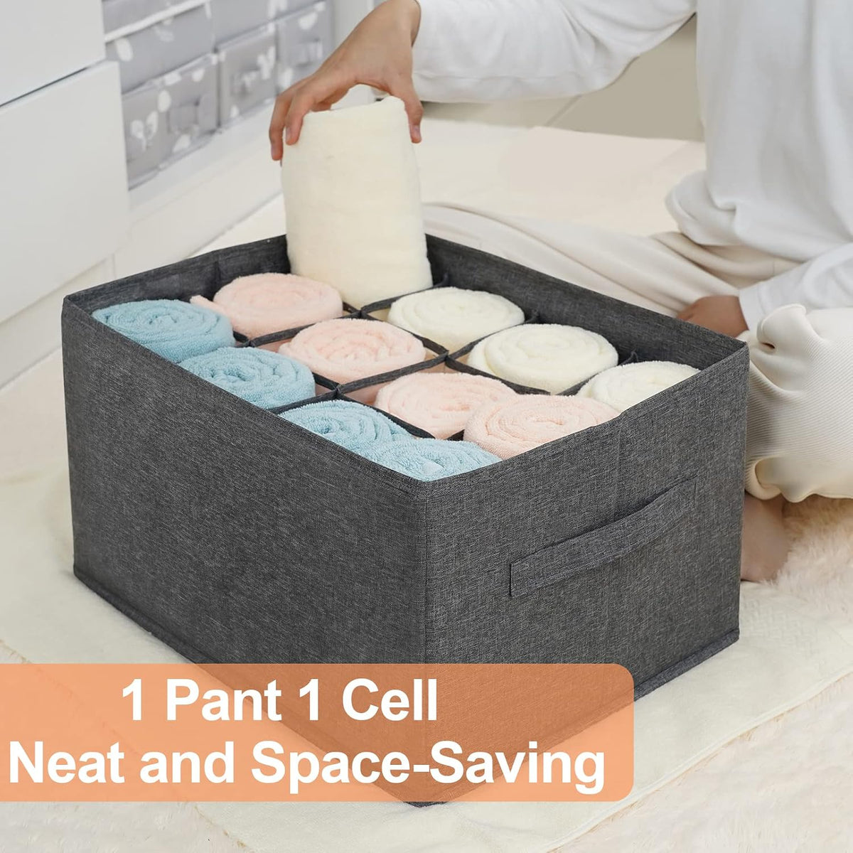 4 Pack 12-Grid Closet Organizers and Storage Bins with Dividers for Clothes