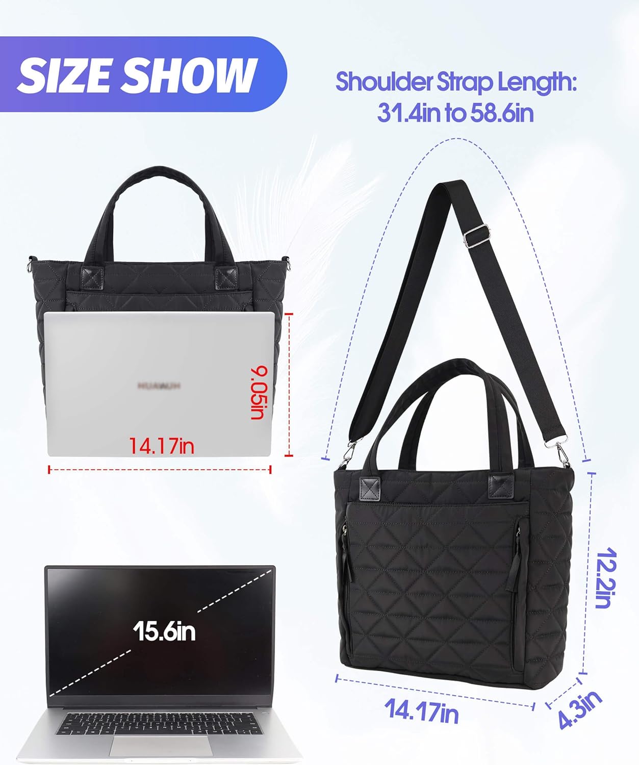 Puffer Tote Bag for Women Girls Compatible with Stanley Cup | Nylon Waterproof Quilted Shoulder Bags with Zipper for Work College Travel, Large Tote Handbags Gifts for Nurses Teachers