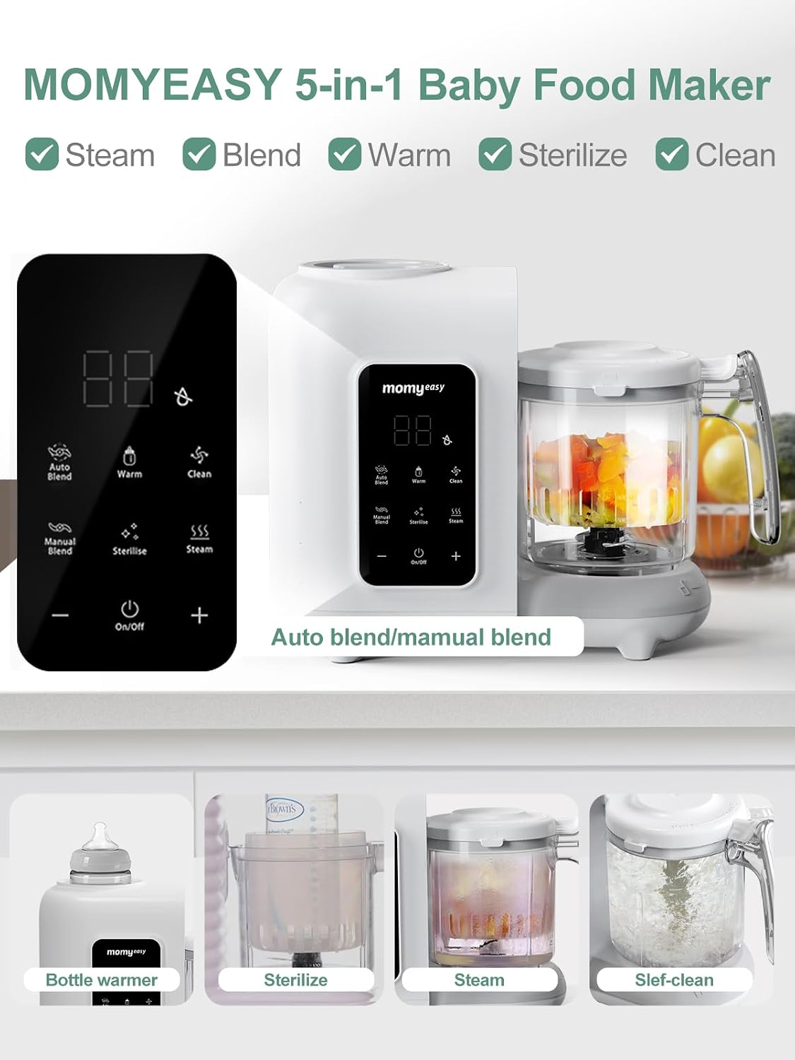 Baby Food Maker, Baby Food Processor with Steam & Grinding
