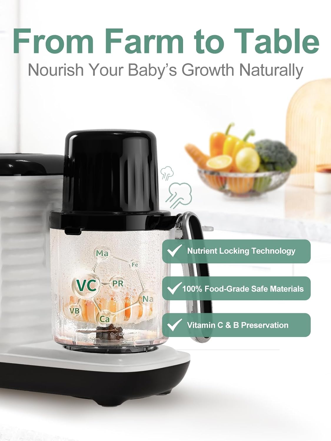 Baby Food Maker, Baby Food Processor with Steam & Grinding
